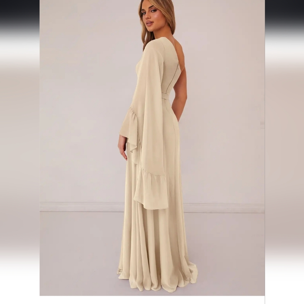 Azazie Elegant Cream Maxi Dress